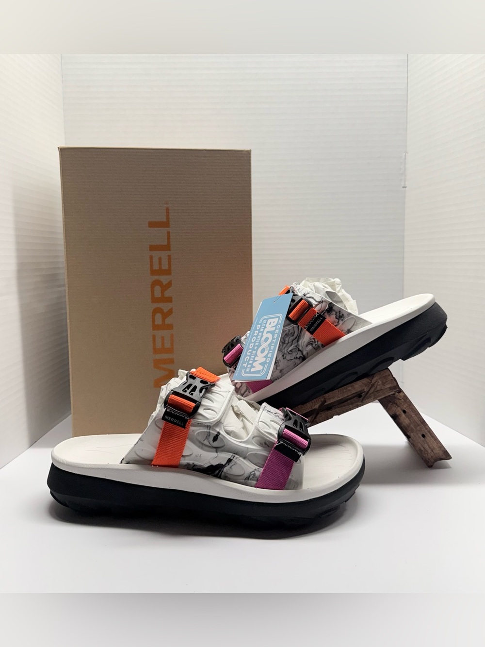 Merrell Mens Hut Ultra Wrap Sandals J006191  Slip On White/multi  Size 10 New
